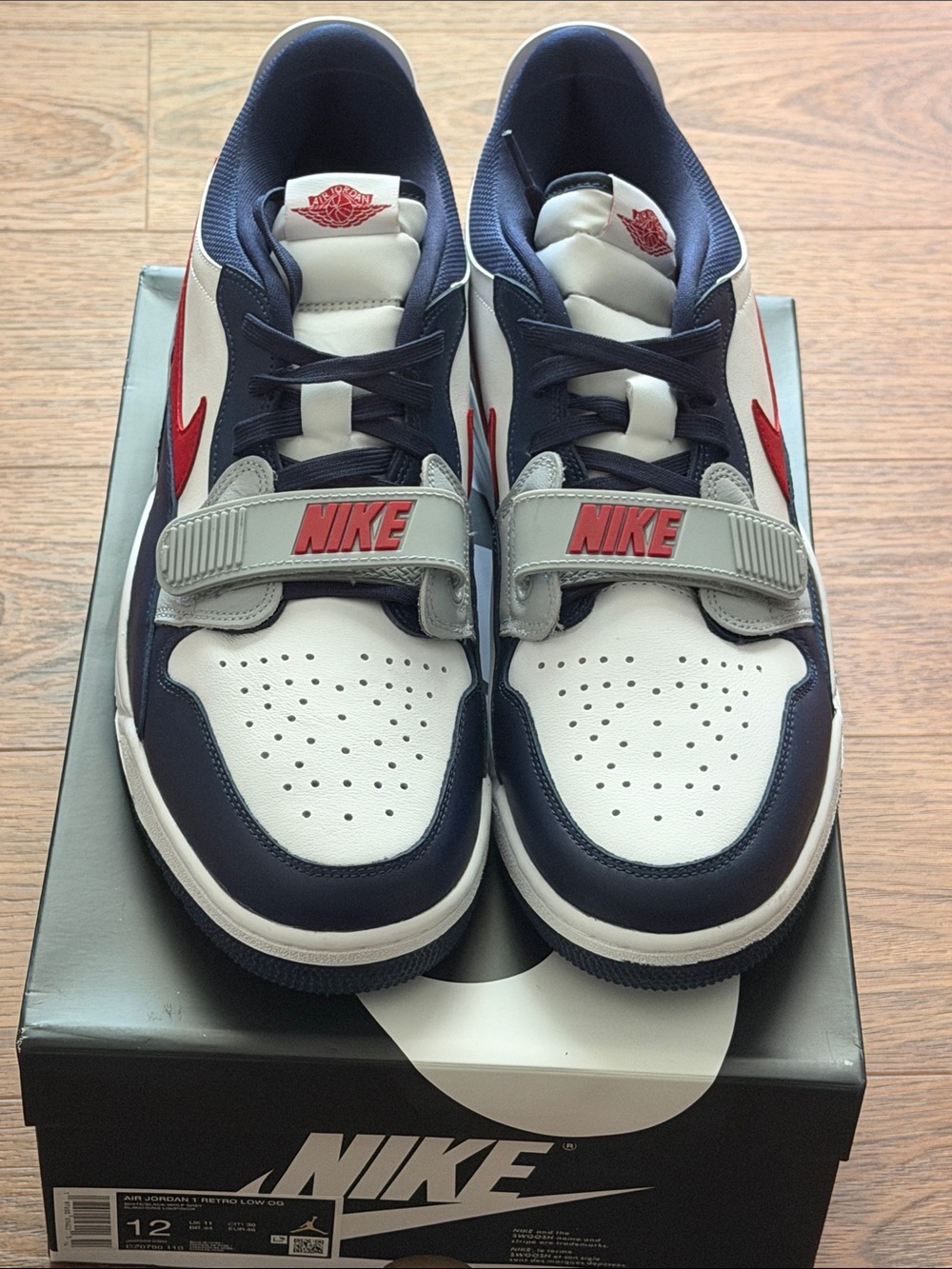 Brand New: Air Jordan 312 Legacy White Navy Red Sneakers.